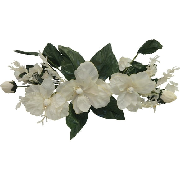 Off-White Snow White Peony 24in Artificial Polysilk Faux Fake Flower Hand-wrapped Swag for Craft Home Garden Outdoor Bouquet Arrangement Ceremony Wedding Arch Floral Wall Aisle Decor (Cream, Set of 2)