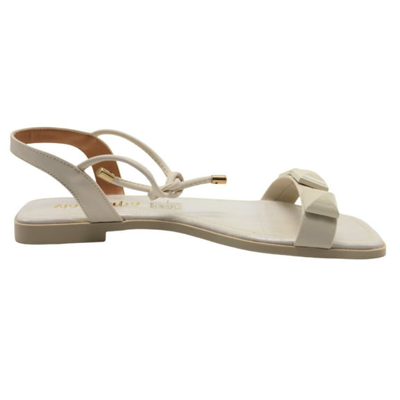 Off White Studded Flat Sandals