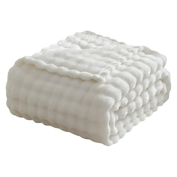 Off-White Throw Blanket 70*100Cm Fuzzy 3D Jacquard Decorative Flannel Fleece Super Soft Plush Cozy Blanket for Couch Sofa Chair Lightweight Ciozy