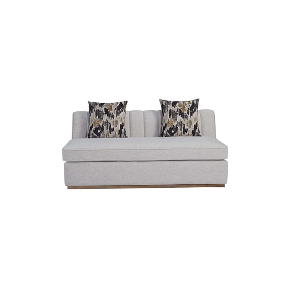 Off White Upholstered Channel Armless Loveseat with Dacron Cushions