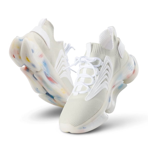Off White Walking Shoes for Men Woman Lightweight Tennis Fashion Elastic Sports Shoes Cushion Basketball Shoes