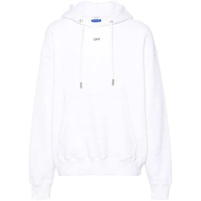 Off White Male Hooded Sweatshirt With Ribbed Details And Front Pocket For Ultimate Comfort White Sizes standard XXXS 7XL Walmart
