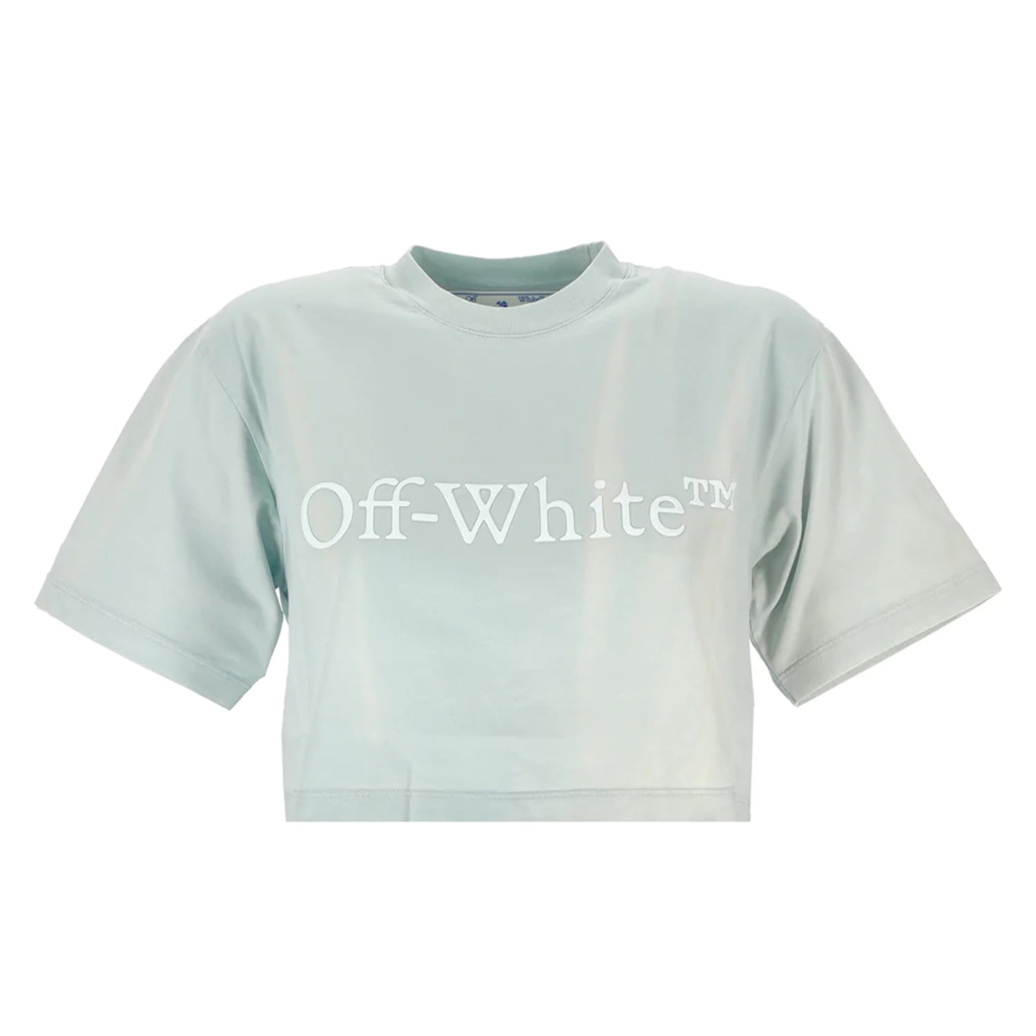 Off White Women s Cropped Cotton Logo T Shirt in Blue Walmart