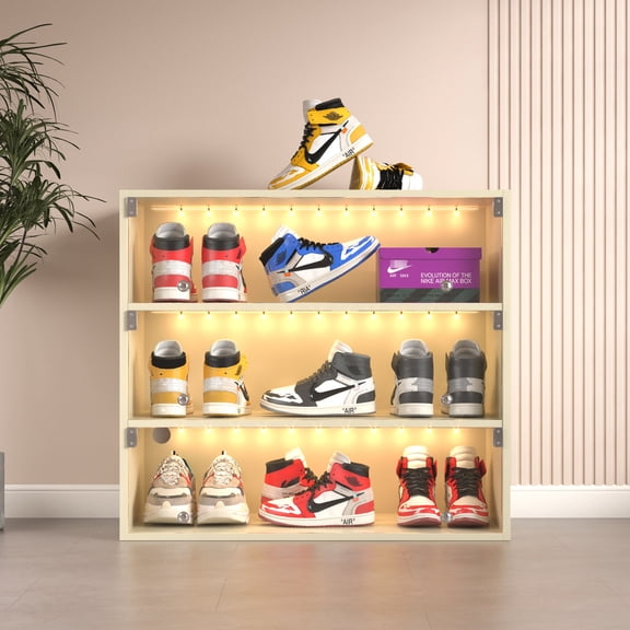Glass-Door Shoe Cabinet / Ideal for Sneaker Collection / Multiple LED Colors