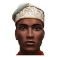 thumbnail image 1 of Off White and Gold African Cotton Kufi Hat, 1 of 2