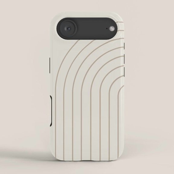 Off-White and Taupe Gray Concentric Arch Tough Case for Apple iPhone, Dual-Layer Polycarbonate and TPU