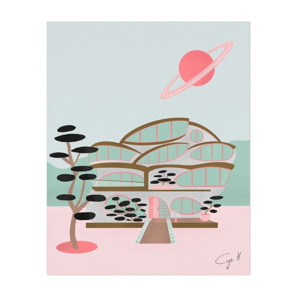 Off planet house - Illustration Unframed Wall Art Print 16 x 20 inches