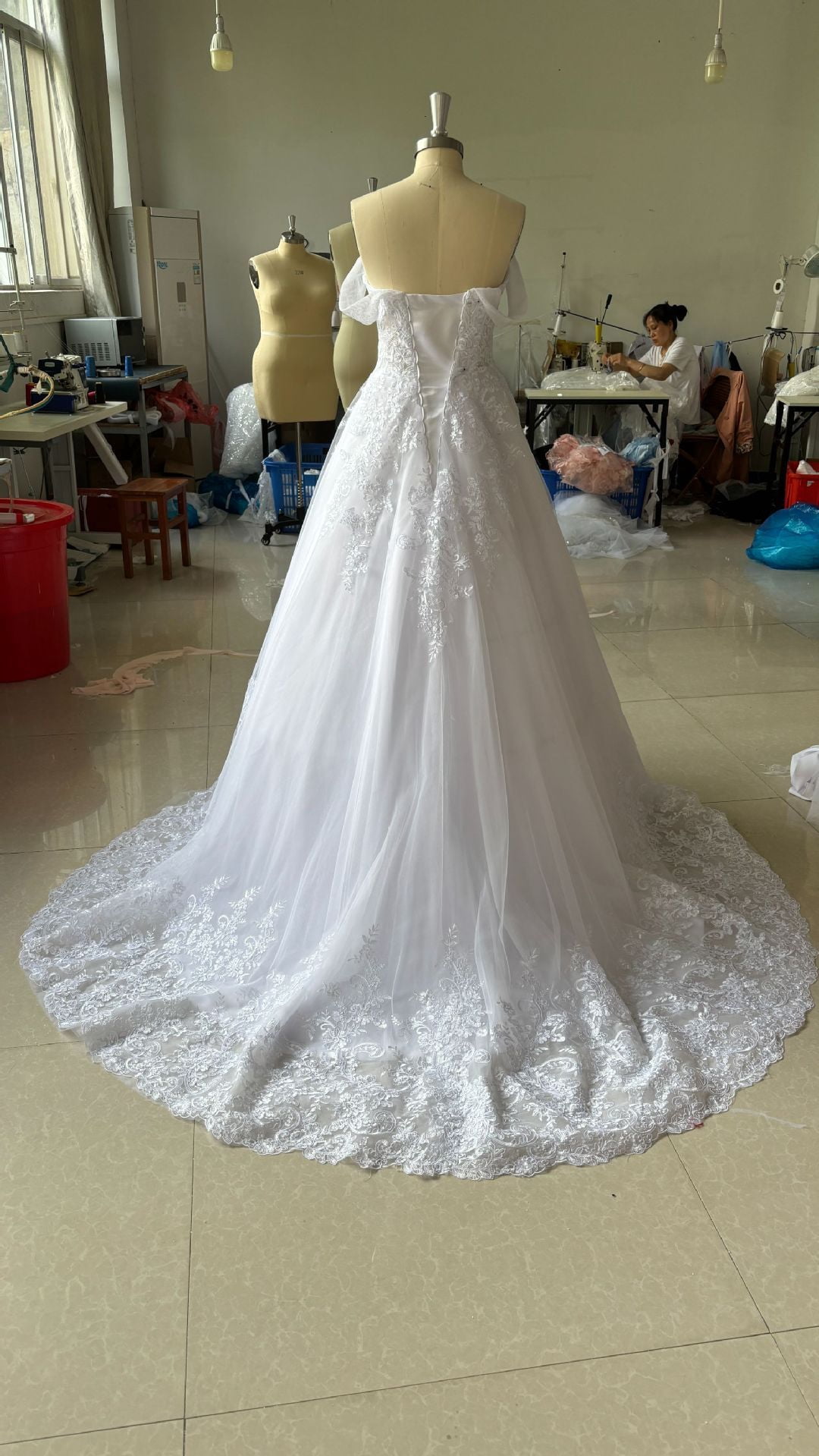 Off Shoulder French Main Wedding Dress