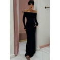 thumbnail image 1 of Off shoulder Long Sleeve Maxi Dress (M, Black), 1 of 8
