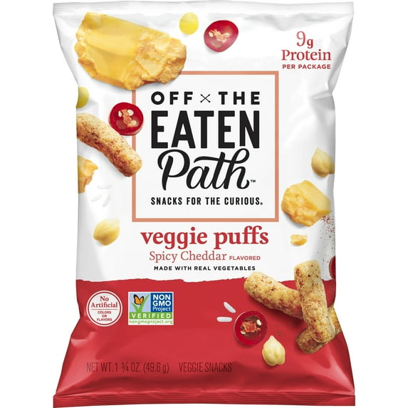 Off the Eaten Path Spicy Cheddar Flavored Veggie Puffs Snacks, 1.75 oz Bag