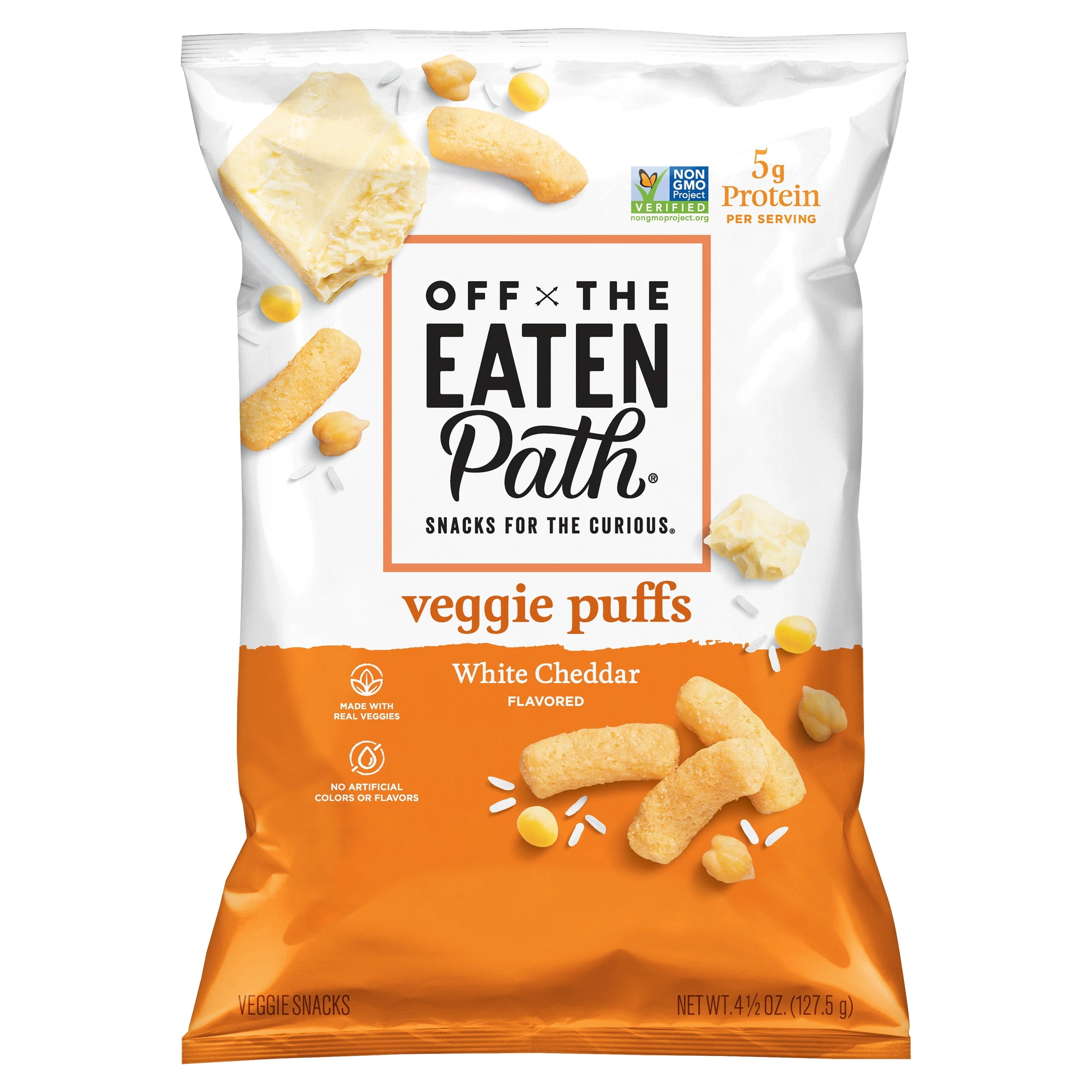 Off the Eaten Path Veggie Puffs, White Cheddar, 4.5 oz Bag