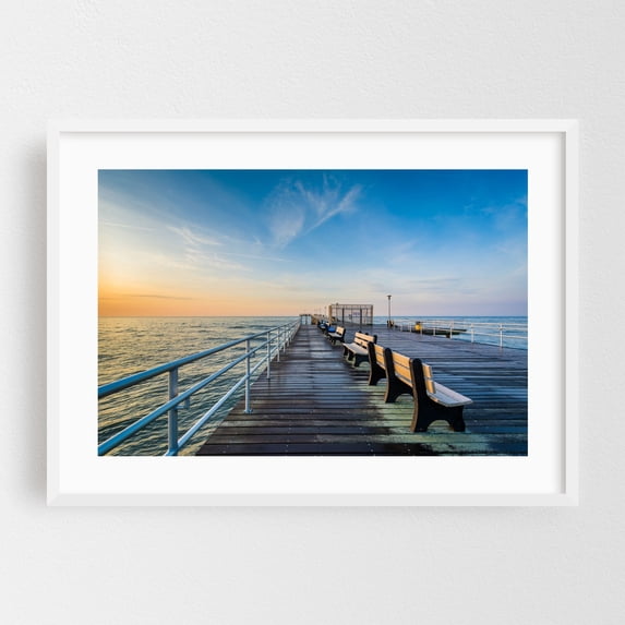 Off the Fishing Pier - Ventnor City New Jersey Photography White Framed Wall Art Print 20 x 30 inches
