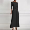 thumbnail image 1 of Off the Shoulder Cocktail Dress for Women Elegant 3/4 Sleeve Belted Waist Wedding Guest Formal Business Evening Party Long Dresses Black L, 1 of 7