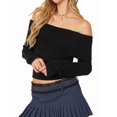 thumbnail image 1 of Off the Shoulder Sweater for Women 2025 Fall Fashion Cute Long Sleeve Tops Winter Ribbed Pullover Knit Outfits, 1 of 7