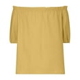 thumbnail image 1 of Off the Shoulder Tops Women Linen Shirts Trendy Ruffles Puff Short Sleeves Loose Comfy Plus Size Tank Tops Blouse Yellow Medium, 1 of 5