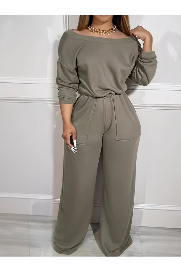 Off the shoulder Jumpsuit (S, AbbeyStoneBeige)