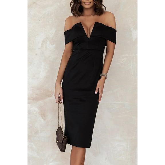 Off-the-shoulder Midi Dress