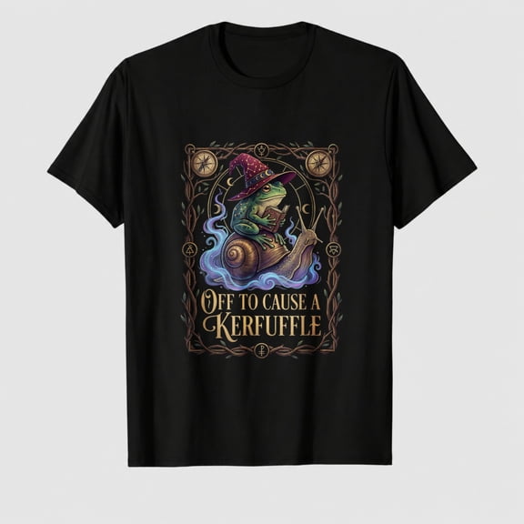 Off to Cause A Kerfuffle Witchy Frog Wizard Snail Meme Humor T-Shirt