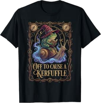 Fat Wizard Frog Off to Cause A Kerfuffle Witchy Frog Wizard Snail Meme Humor T-Shirt ...
