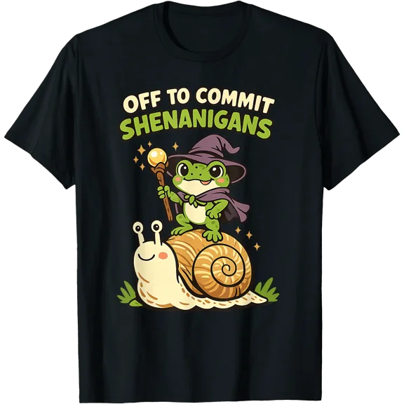 Off to Commit Shenanigans Funny Dark Fantasy Frog Kids Meme T-Shirt