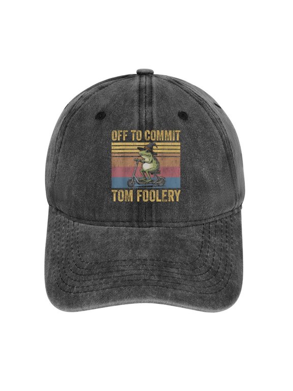 Off to Commit Tom Foolery Charcoal Hat Adjustable Funny Fashion Unisex Baseball Cap for Men Women
