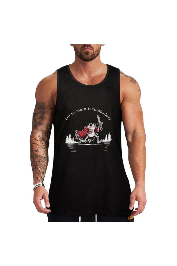 Off to Commit Tom Foolery HD Print Men's Muscle T-Shirt, Sleeveless, Muscle Tank Tee Top L