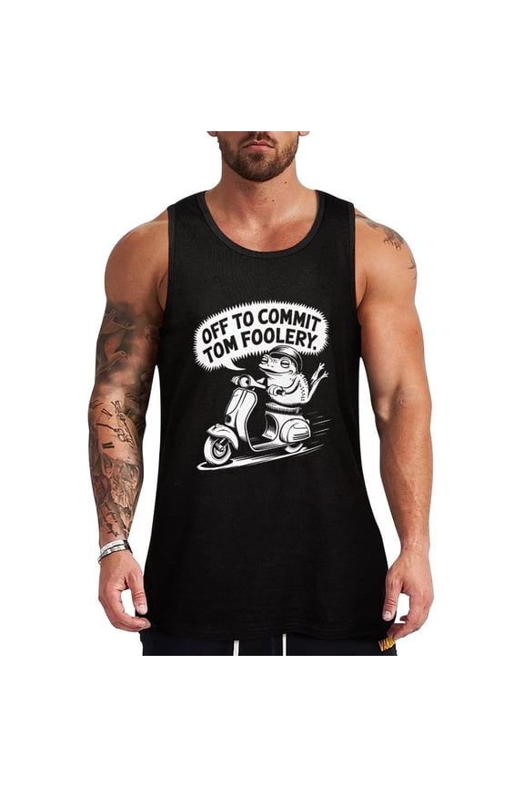 Off to Commit Tom Foolery HD Print Men's Muscle T-Shirt, Sleeveless, Muscle Tank Tee Top M