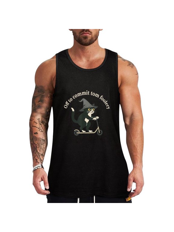 Off to Commit Tom Foolery HD Print Men's Muscle T-Shirt, Sleeveless, Muscle Tank Tee Top M