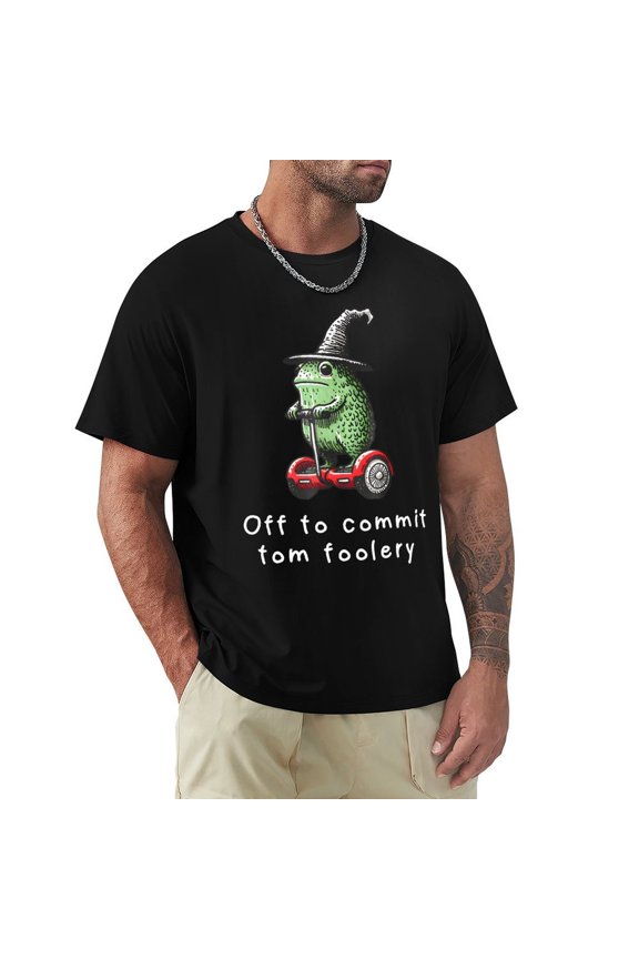 Off to Commit Tom Foolery Men's Cotton HD Print Short Sleeve T-Shirt Crew Neck Top Black 2XL