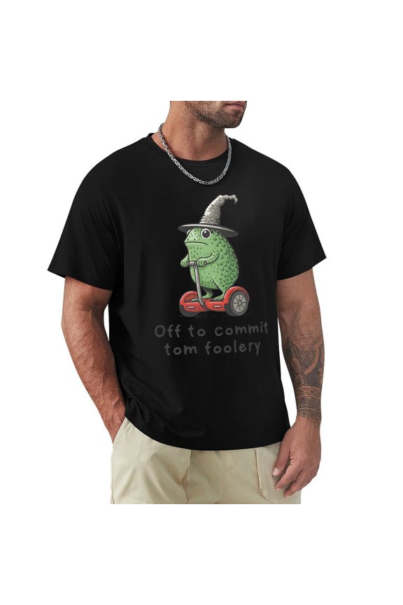 Off to Commit Tom Foolery Men's Cotton HD Print Short Sleeve T-Shirt Crew Neck Top Black L