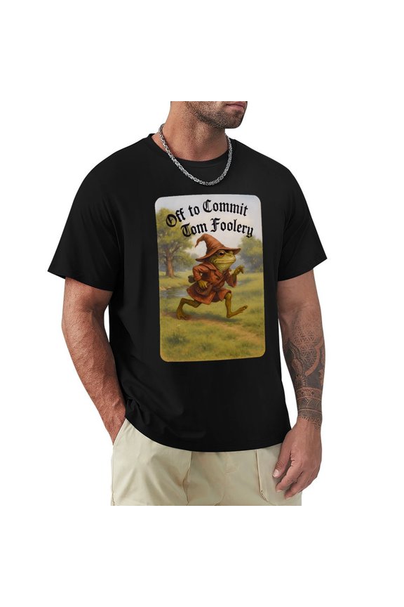 Off to Commit Tom Foolery Men's Cotton HD Print Short Sleeve T-Shirt Crew Neck Top Black M