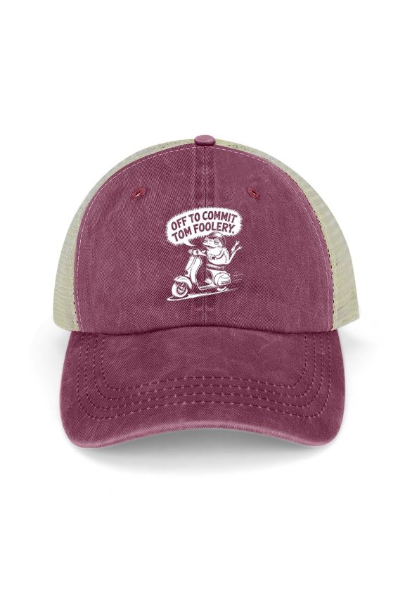 Off to Commit Tom Foolery Wine Red Hat Adjustable Funny Fashion Unisex Baseball Cap for Men Women