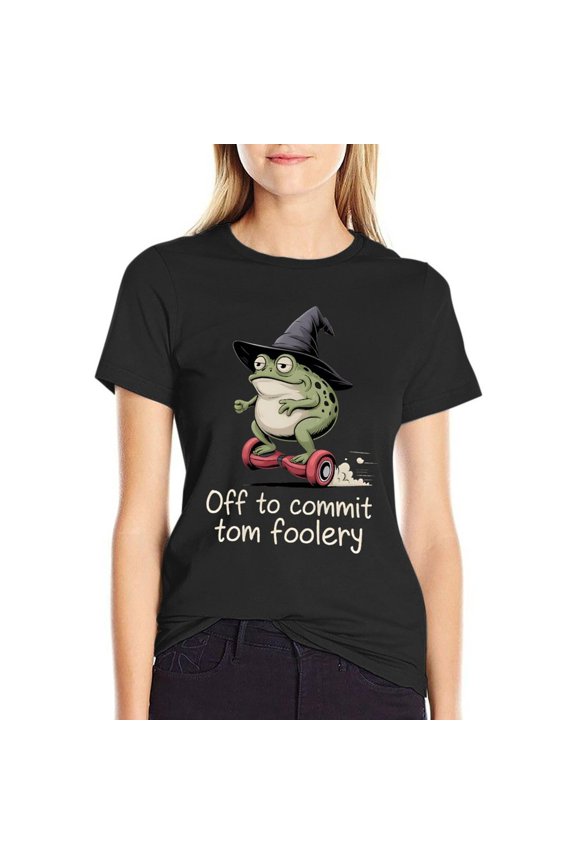 Off to Commit Tom Foolery Women’s Short Sleeve Cotton T-Shirt HD Graphic Printed Tee Casual Crew Neck Top L