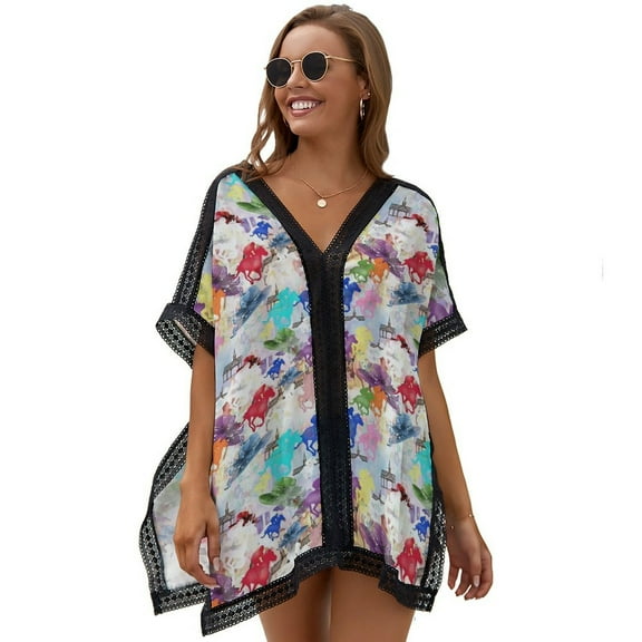 Off to The Horse Races Printed Women's Swimsuit Cover Up Summer Swimsuit Dress