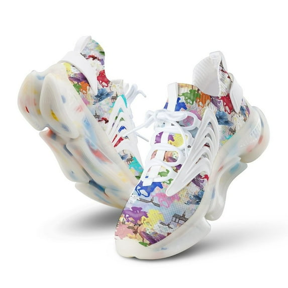 Off to The Horse Races Walking Shoes for Men Woman Lightweight Tennis Fashion Elastic Sports Shoes Cushion Basketball Shoes