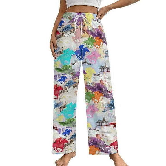 Off to The Horse Races Women's Pajamas Pajama Pants Women's Sleepwear Lounge Sleep Bottoms Stretch with Pockets