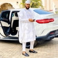 thumbnail image 1 of Off-white African wedding suit, AGBADA for men, AGBADA, African men's clothing, men's traditional wear, Groomsmen suit, Groom's suit, Suit, 1 of 4