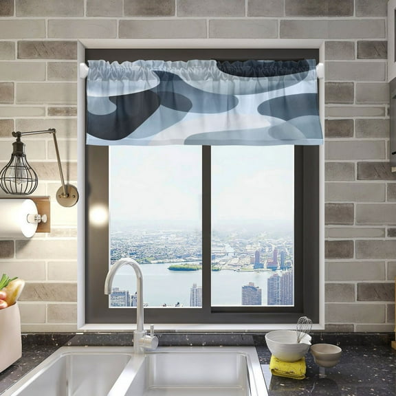 Off-white Circular Pattern Curtain Valances Window Treatment Rod Pocket Drape Valance 54" X 18" for Kitchen Living Room Bedroom