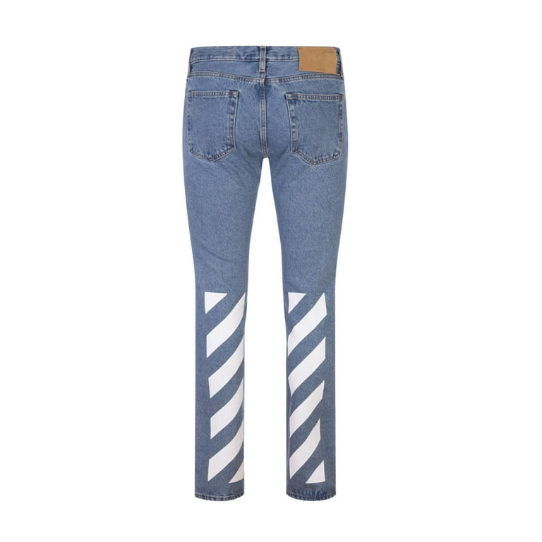 Off white jeans with stripes shop