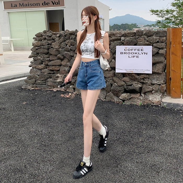 Women's Shorts Hot Pants Denim White Black Mid Waist Fashion Casual / Sporty main image 0