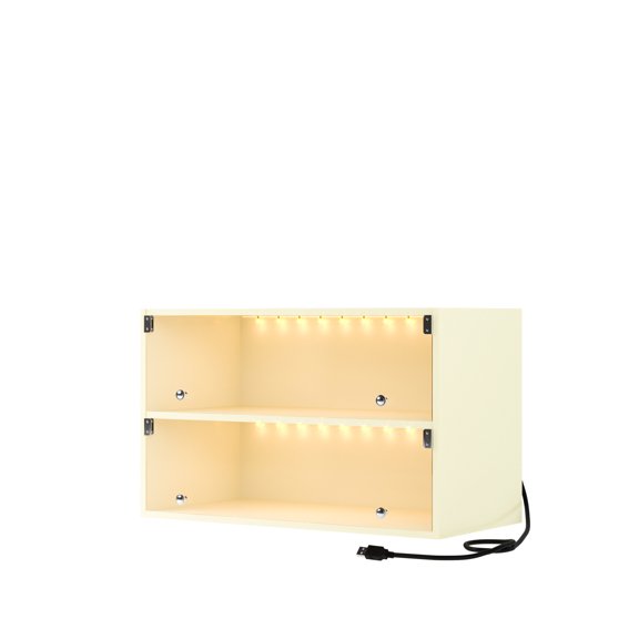 Off white & glass doors - Remote control color changing light - Dining room - Display sneakers like in a museum