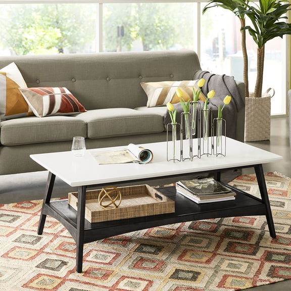 Off - white tabletop - Storage on lower shelf - Family gathering room - Wooden material