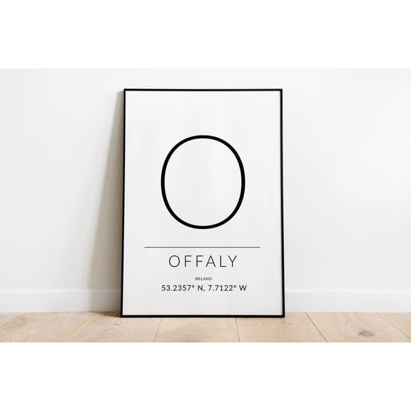 Offaly Ireland Gps Coordinates Poster Minimalist Wall Art Home Decor UNFRAMED Poster, Wall Art for Decor, Present, 8x12