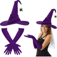 thumbnail image 1 of Offaod Women's Witch Hat & Long Gloves Set - Foldable Halloween Costume Accessories, Gothic Spooky Party Outfit, 1 of 5