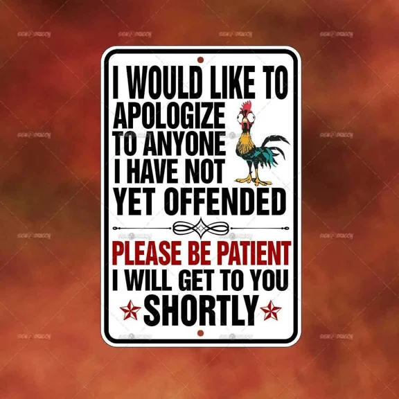 Offended Crazy Chicken Metal Sign Home Room Wall Art Gift Funny Decor A2045