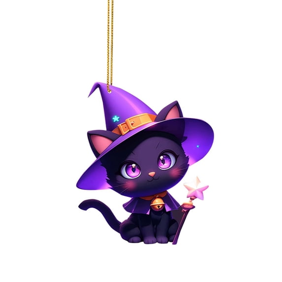 Offer Countdown! Halloween Acrylic Hanging Ornaments 3.1"X3.1"X0.4" Ghost Witch Cat Design For Home Window Wall Car Decor