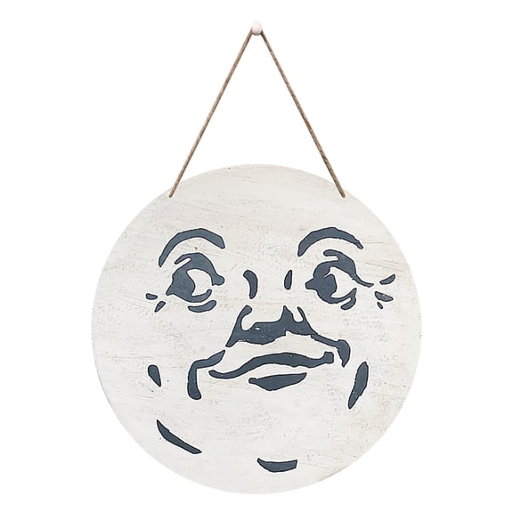 Offer Countdown! Halloween Wooden Hanging Door Sign Man In The Moon Face 8 Inch Vintage Wall Pediment Front Door Home Decor