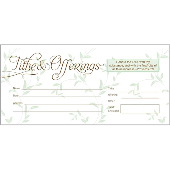 Offering Envelope for Tithes and Offerings Bill Size 6 1/4 x 3 1/8 Inch One Size