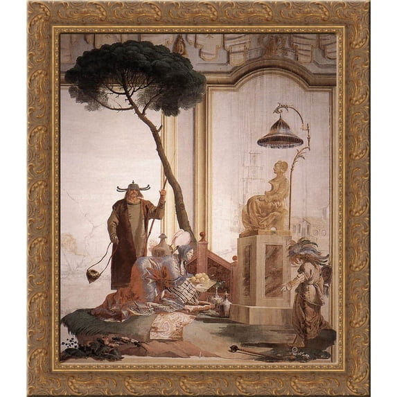 Offering of Fruits to Moon Goddess 24x20 Gold Ornate Wood Framed Canvas Art by Giovanni Domenico Tiepolo