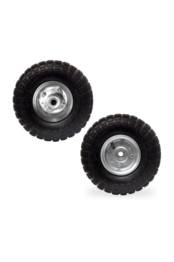 10" Pneumatic Tire Set with Steel Rim, Black - 2 Piece Set